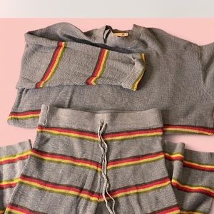NWT Free People Striped Blue Knit Sweater and Pants Set